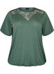 Blouse met kanten inzetstuk en ballonmouwen, Groen, Packshot image number 0