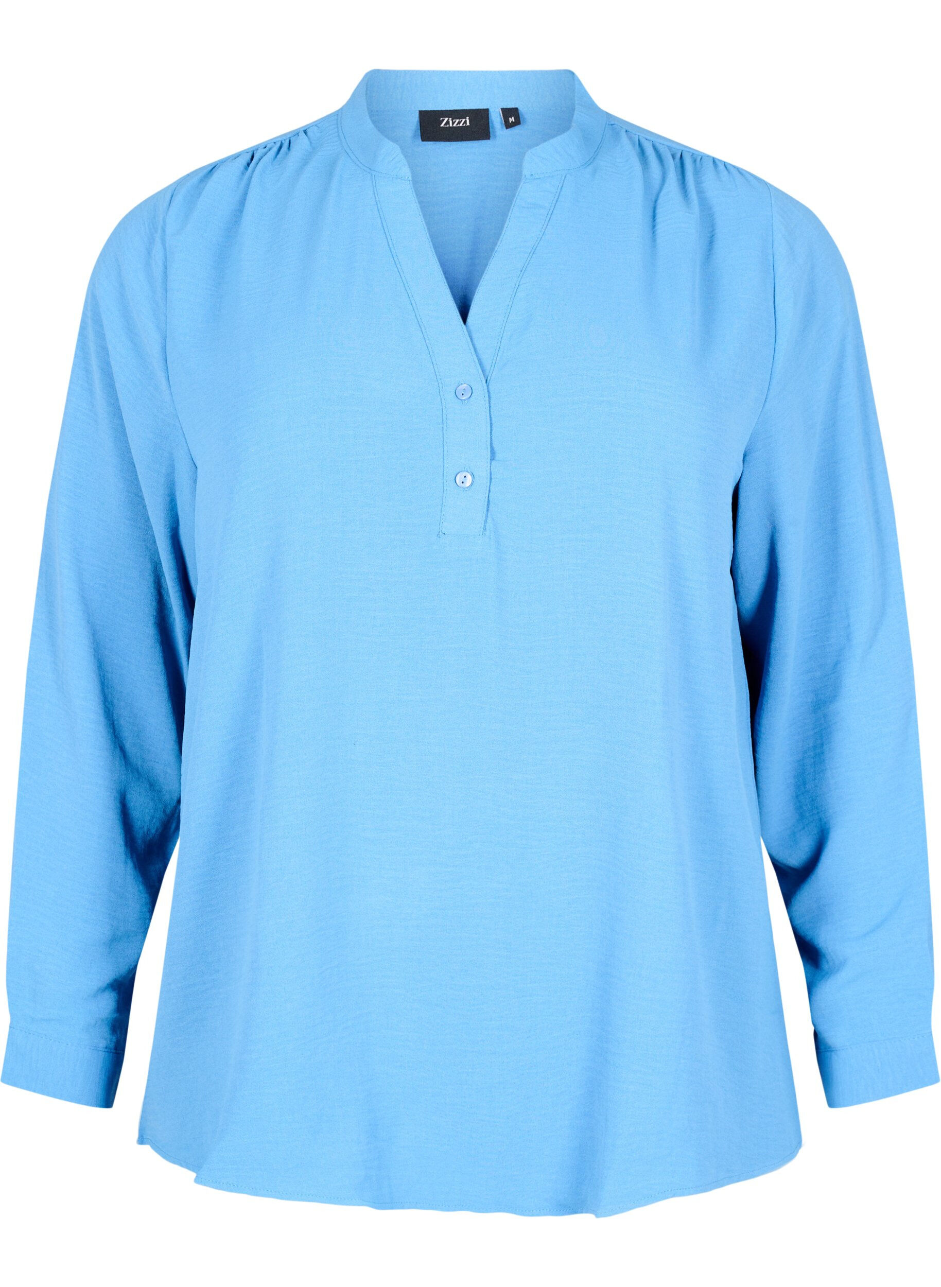 Zizzi Blouse met lange mouwen en V-hals, Riverside, Packshot image number 0