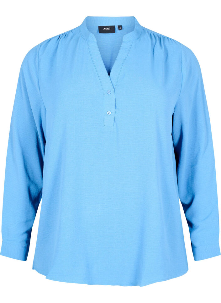 Blouse met lange mouwen en V-hals, Riverside, Packshot image number 0