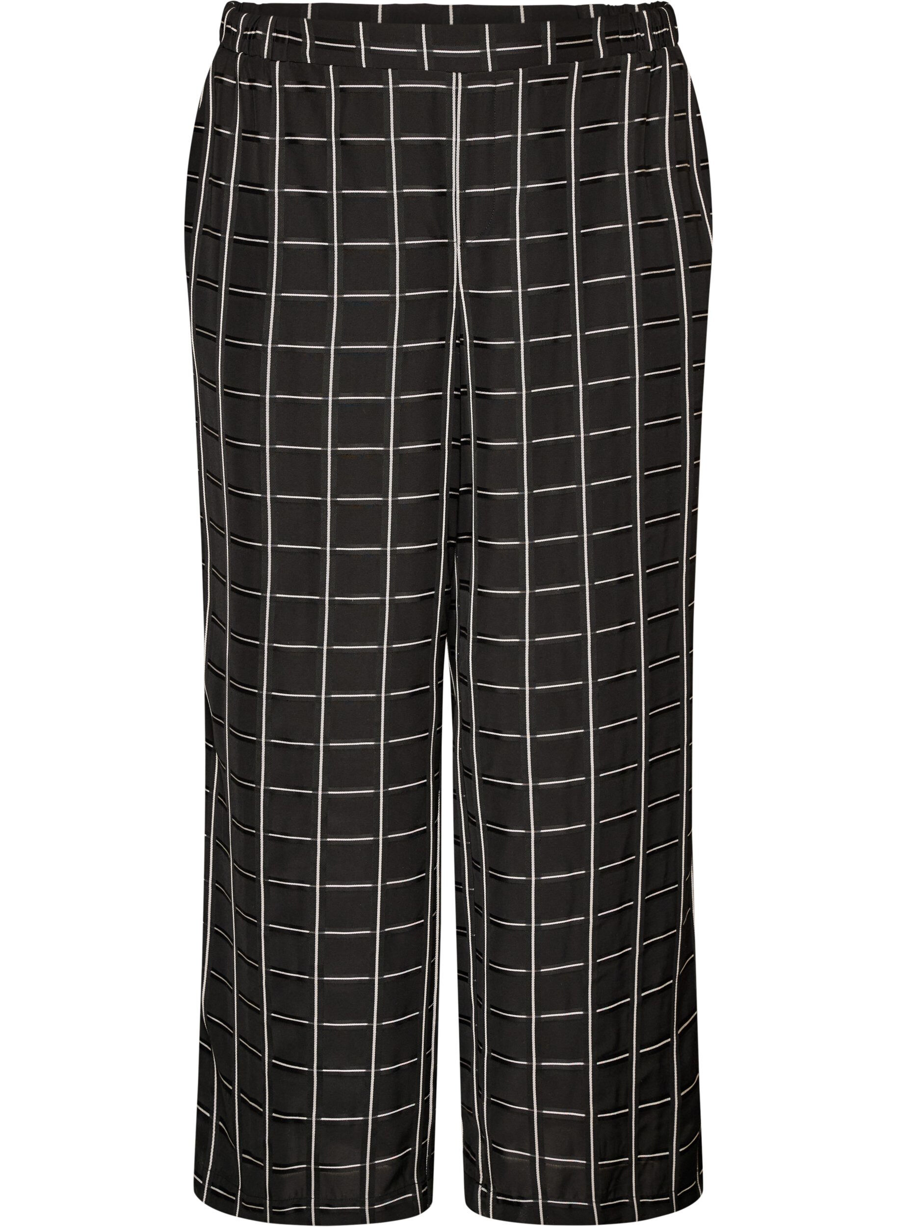ZizziGeruite broek met wijde pijpen, Zwart, Packshot image number 0