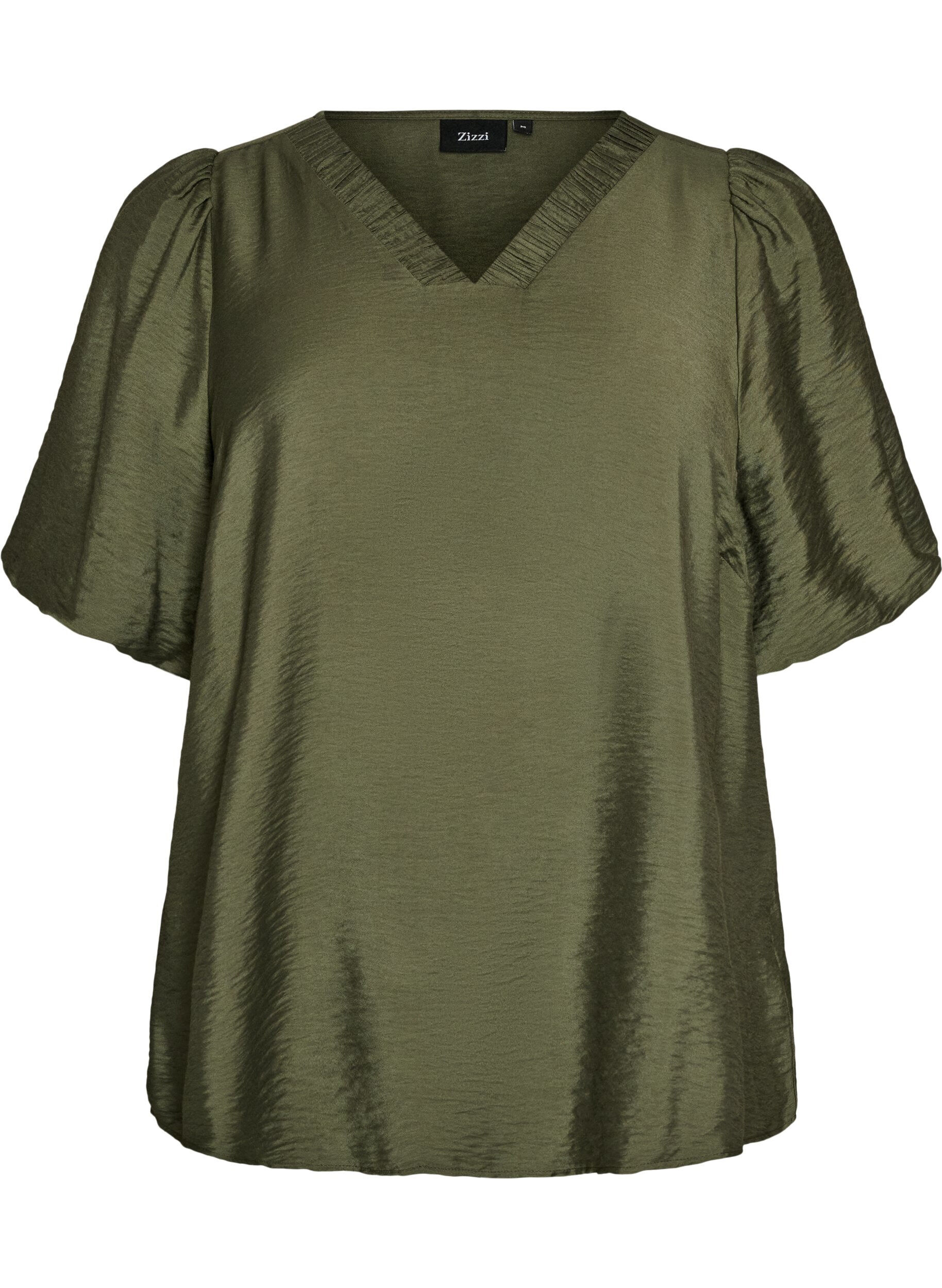 Blouse met ballonnenmouwen en V-hals