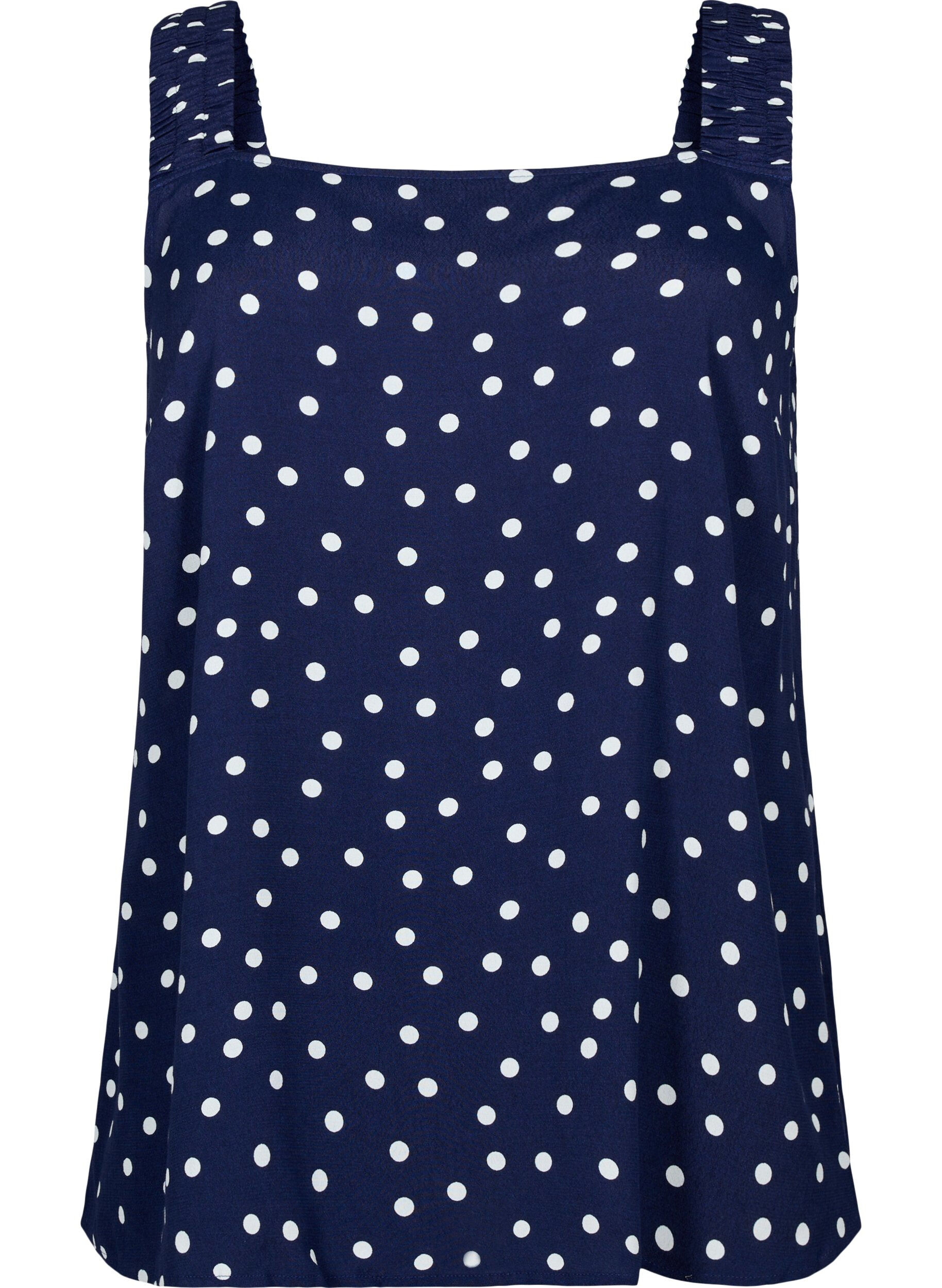 Zizzi Bedrukte top van viscose met a-vorm, Peacoat Dot, Packshot image number 0