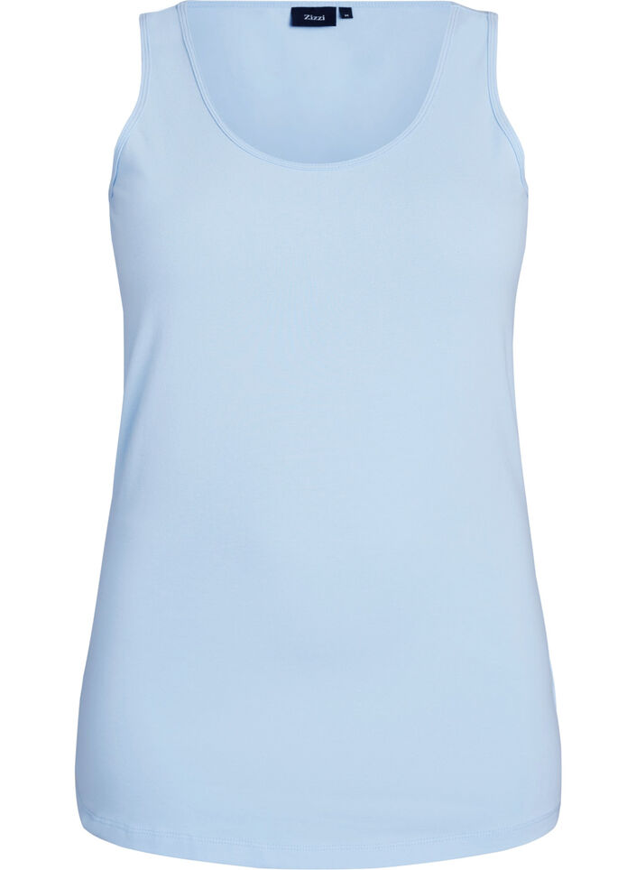 Effen basic top in katoen, Blauw, Packshot image number 0