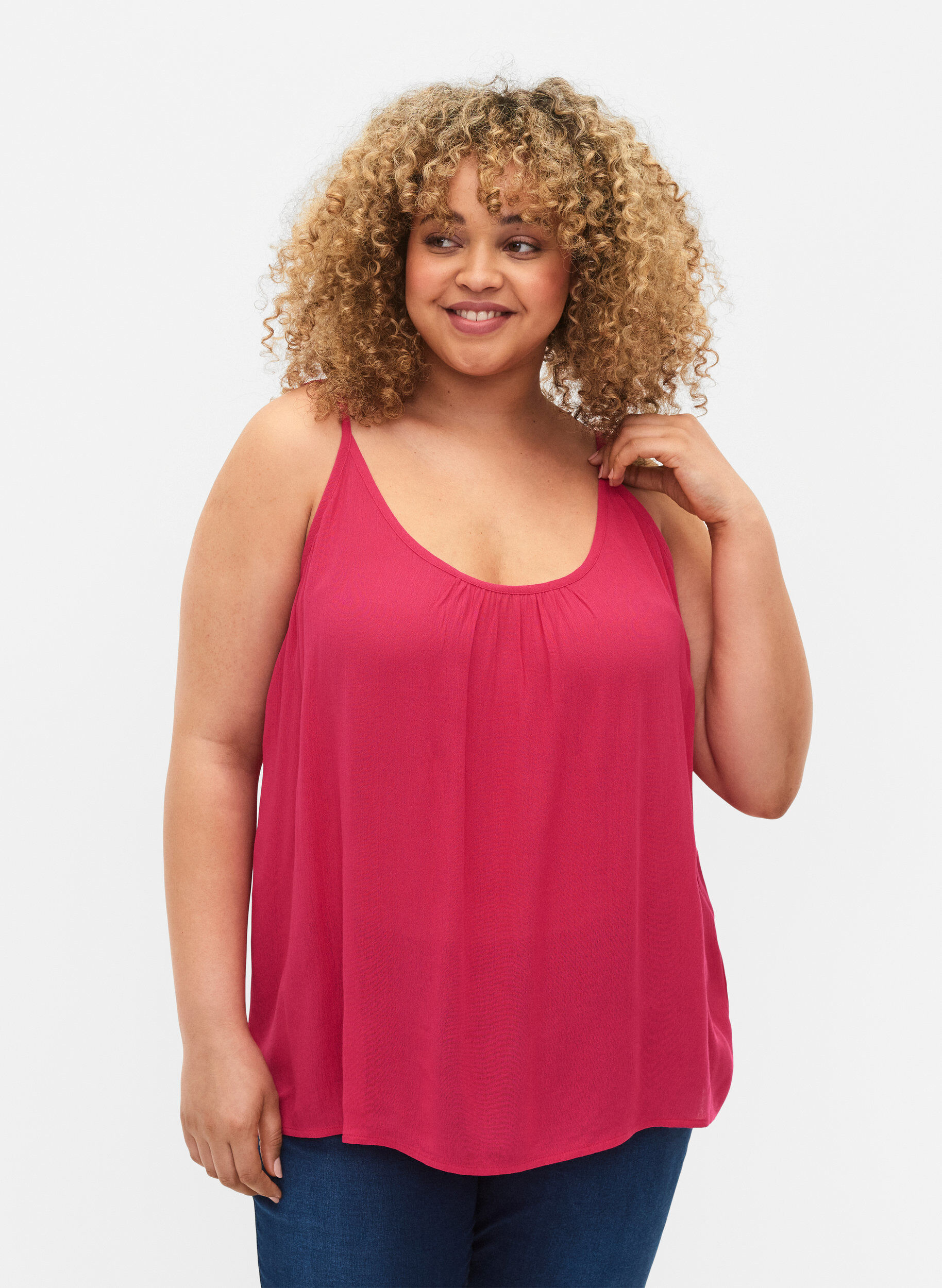 Zizzi Strap top in viscose, Roze, Model image number 0