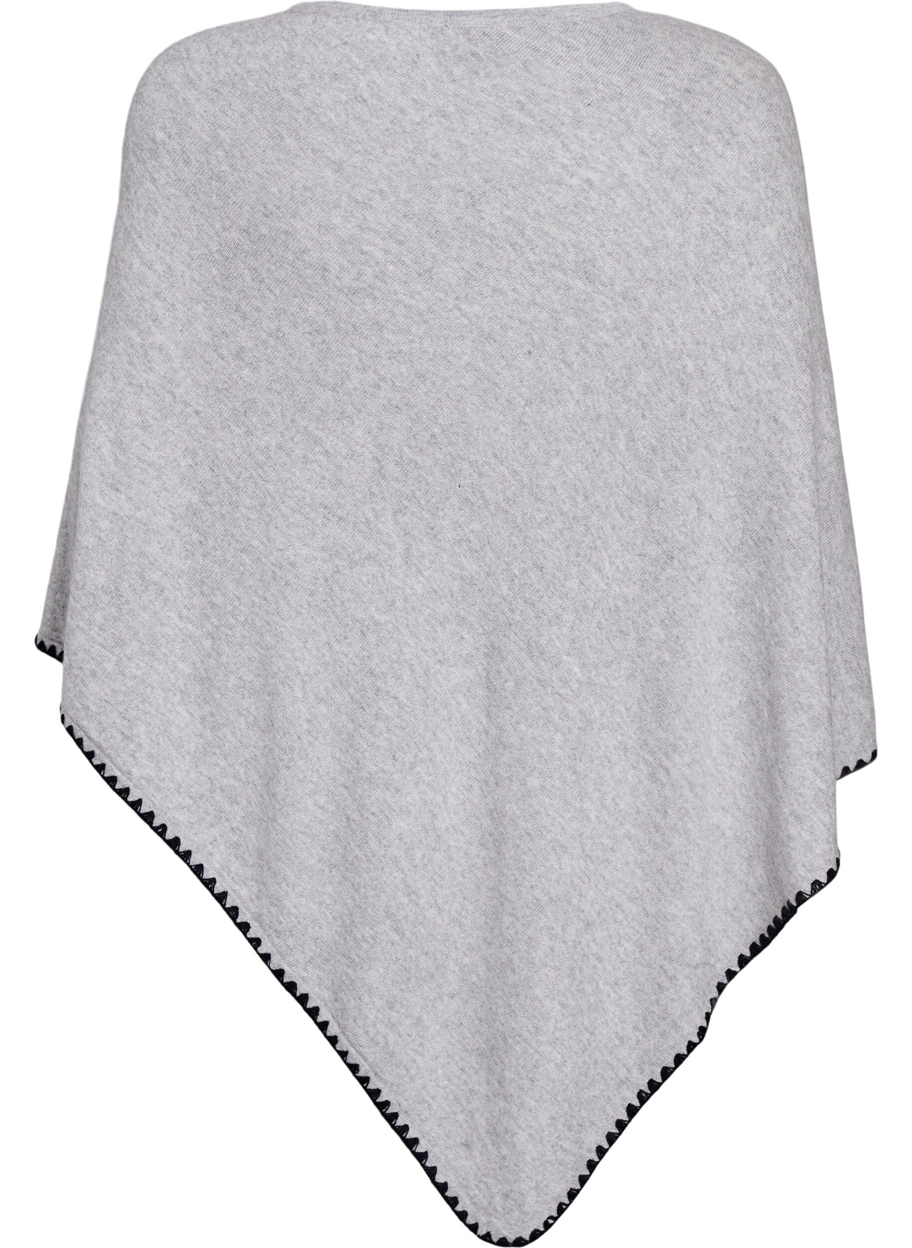 Zizzi Fijngebreide poncho, Grijs, Packshot image number 1