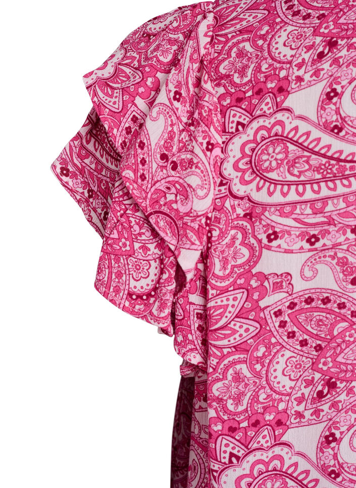 Gedessineerde viscose blouse met ruches, Roze, Packshot image number 3