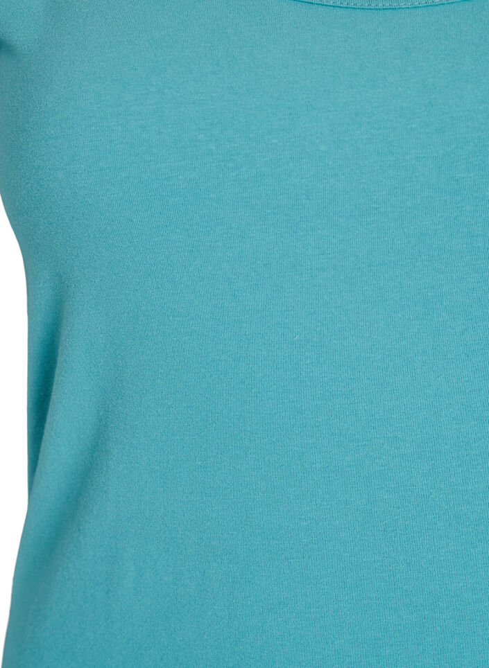 Effen gekleurd basic top in katoen, Blauw, Packshot image number 2
