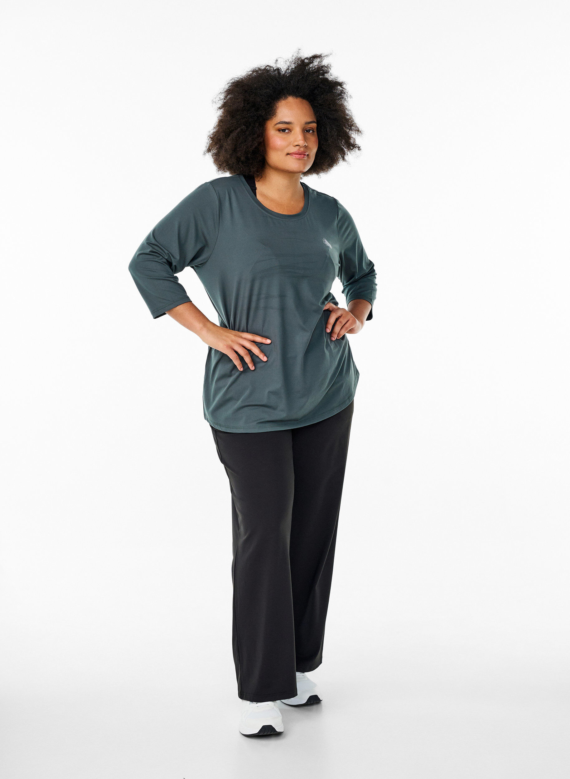 Zizzi Training blouse met 3/4 mouwen, Grijs, Model image number 1