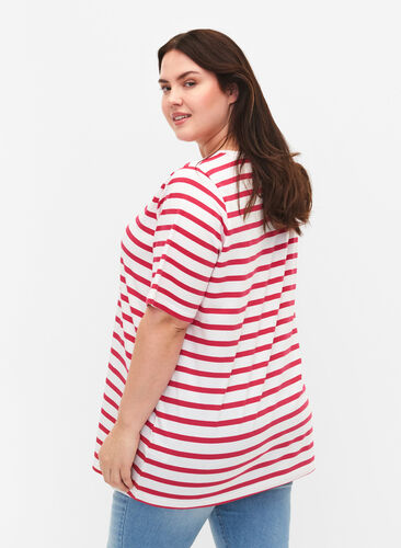 Gestreept katoenen t-shirt, Bright Rose Stripes, Model image number 1