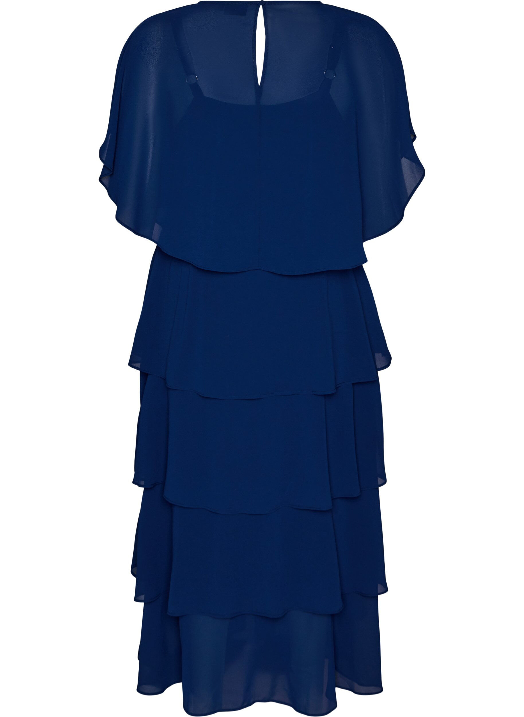 ZizziMaxi jurk met ruches en afneembare cape, Blauw, Packshot image number 1