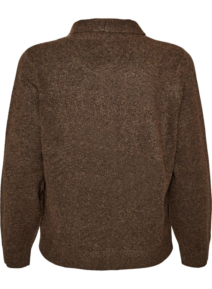 Cardigan met strikjes en knopen, Bruin, Packshot image number 1