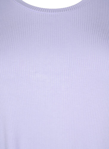 T-shirt van viscose met ribstructuur, Lavender, Packshot image number 2