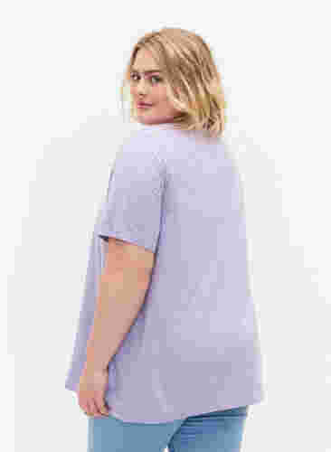 Katoenen t-shirt met kanten band, Lavender, Model image number 1