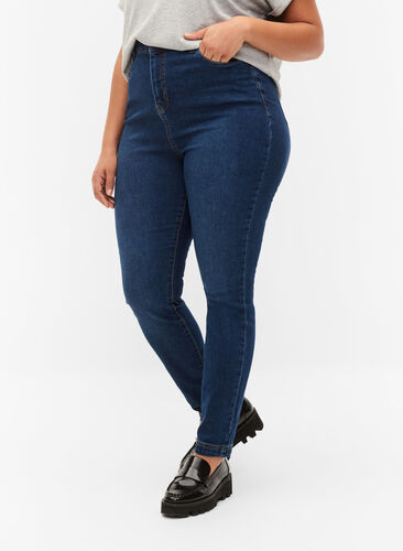 Extra hoog getailleerde Bea jeans met super slanke pasvorm, Blue denim, Model image number 2