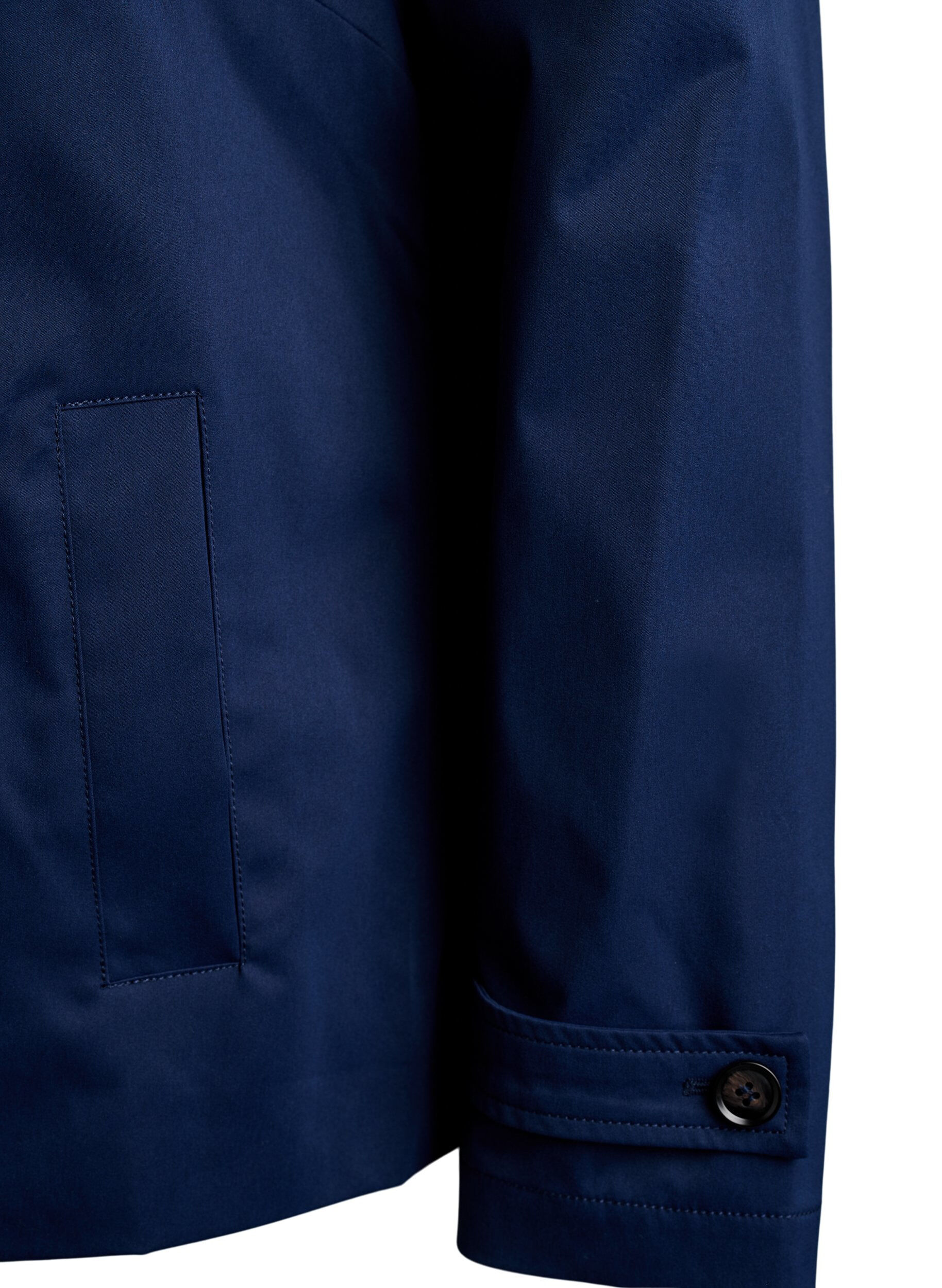 Zizzi Korte trenchcoat met kraag en raglanmouwen, Blauw, Packshot image number 3