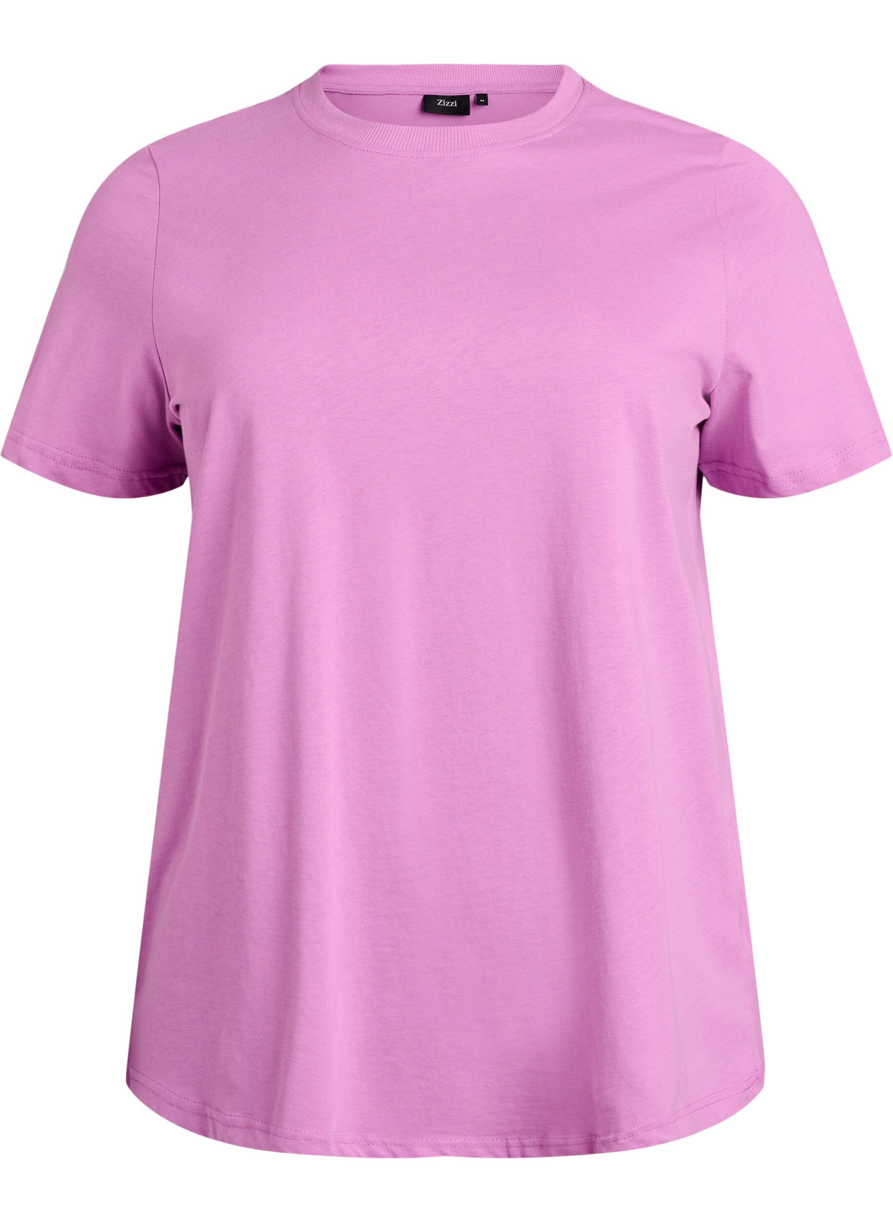 ZizziBasic katoenen T-shirt met ronde hals, Paars, Packshot image number 0
