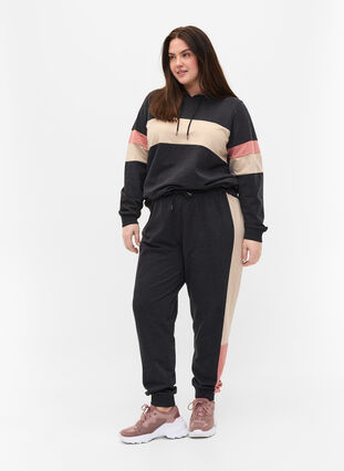 Sweatshirt met capuchon en trackdetails, DGM/Rose, Model image number 2