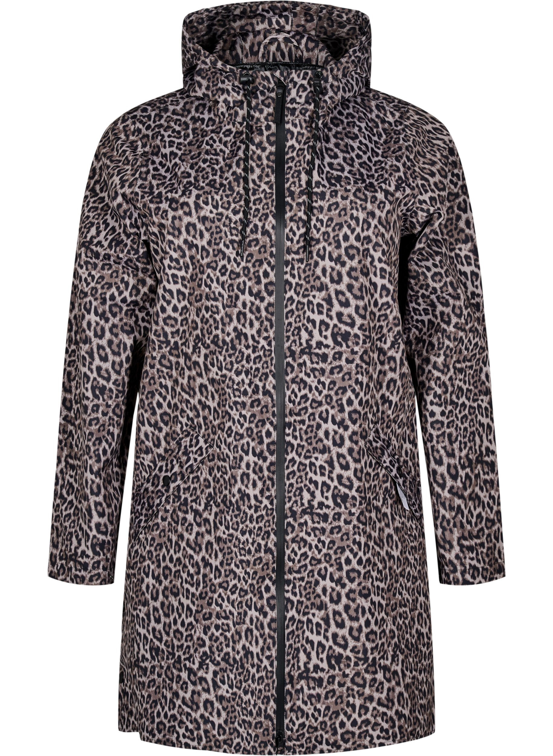 Zizzi Regenjas met zakken en capuchon, Bruin, Packshot image number 0