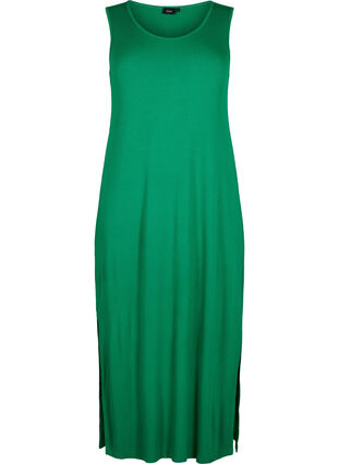 Mouwloze, geribde jurk van viscose, Jolly Green, Packshot image number 0