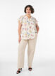 Viscose en linnen blouse met ruches aan de mouwen, Beige, Model image number 1