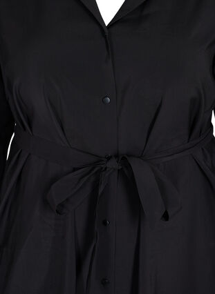 Viscose jurk met knopen en riem, Black, Packshot image number 2