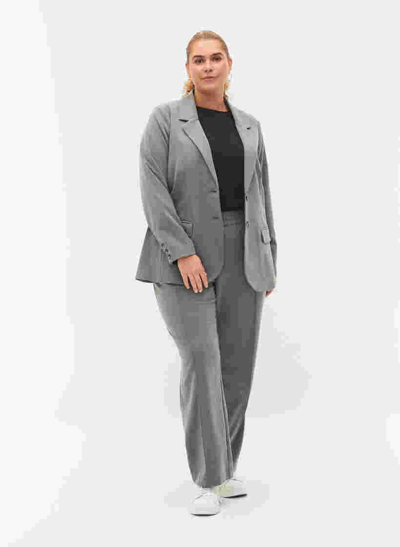 Eenvoudige blazer met zakken, Medium Grey Melange, Model image number 2