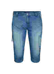 Slim fit capri jeans met zakken, Light blue denim
