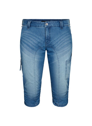 Slim fit capri jeans met zakken, Light blue denim, Packshot image number 0