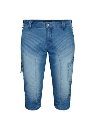 Slim fit capri jeans met zakken, Light blue denim, Packshot image number 0