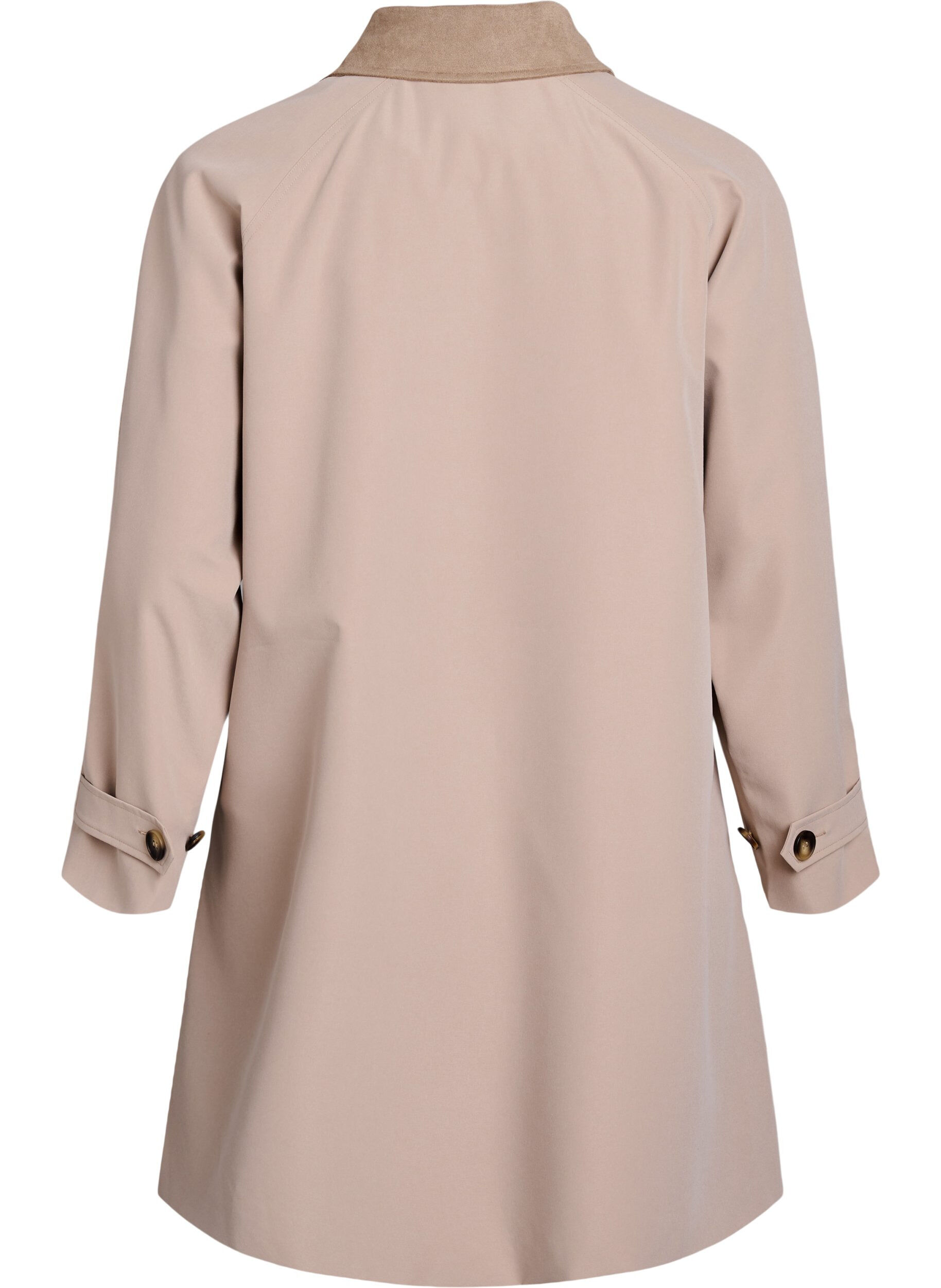 Zizzi Lentejas met imitatie su&egrave;de kraag en onzichtbare knoopsluiting, Beige, Packshot image number 1