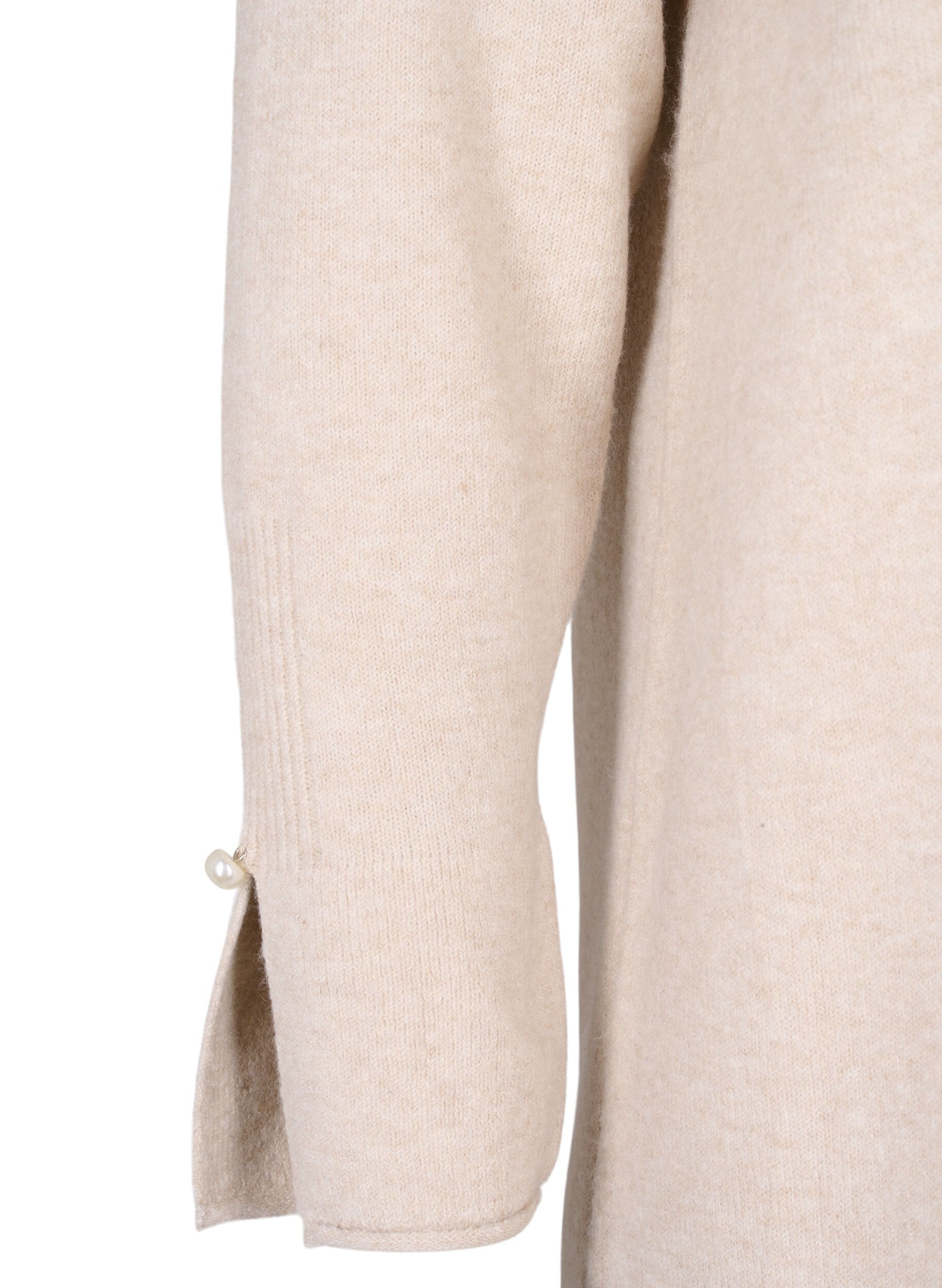 Zizzi Gebreide jurk met split in de mouwen, Pumice Stone Mel., Packshot image number 3