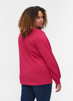 Sweatshirt met ronde hals en lange mouwen, Cerise, Model image number 1