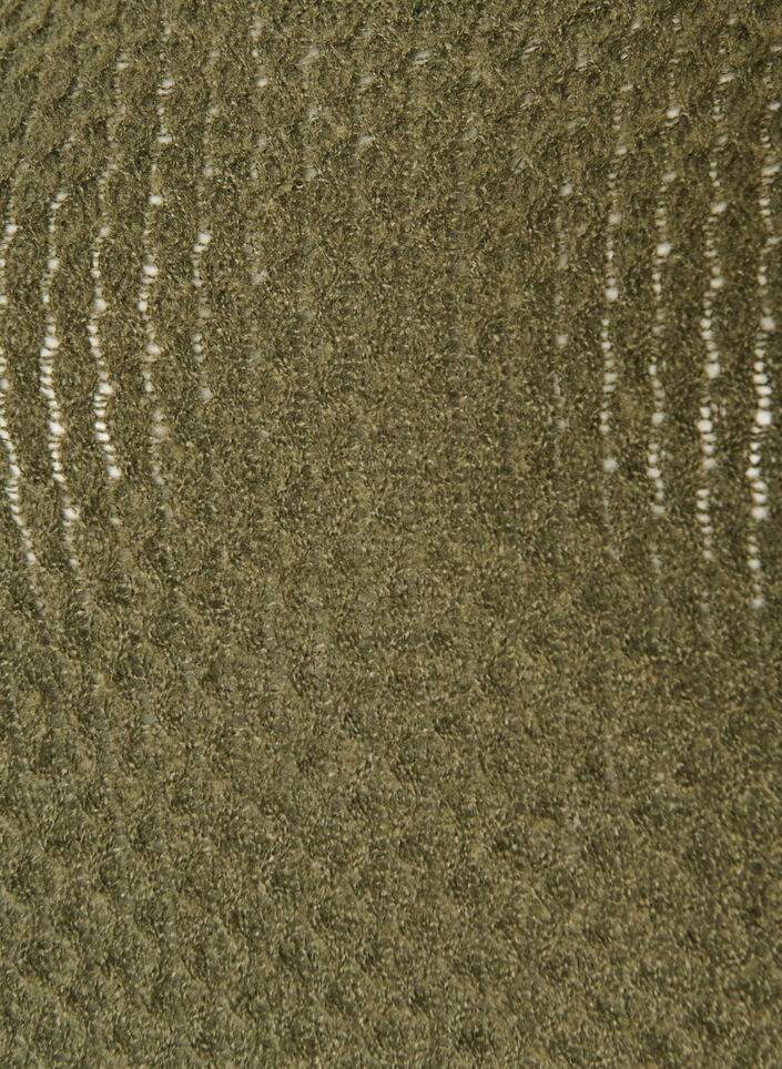 Gebreide blouse met een opengewerkt structuurpatroon, Groen, Packshot image number 2