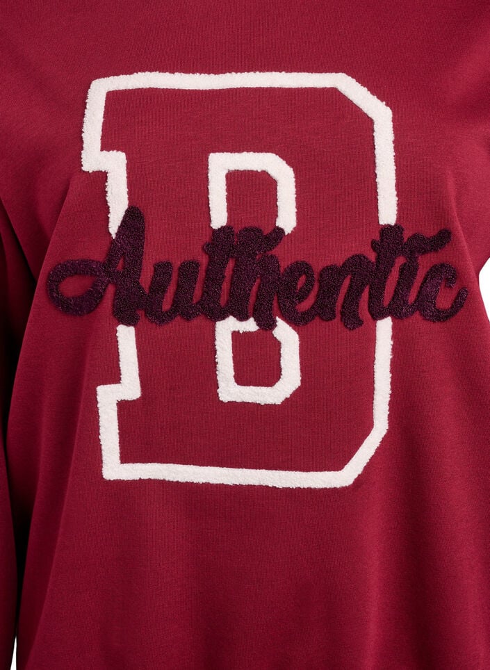 Sweatshirt met badstof tekst, Donker Bordeaux, Packshot