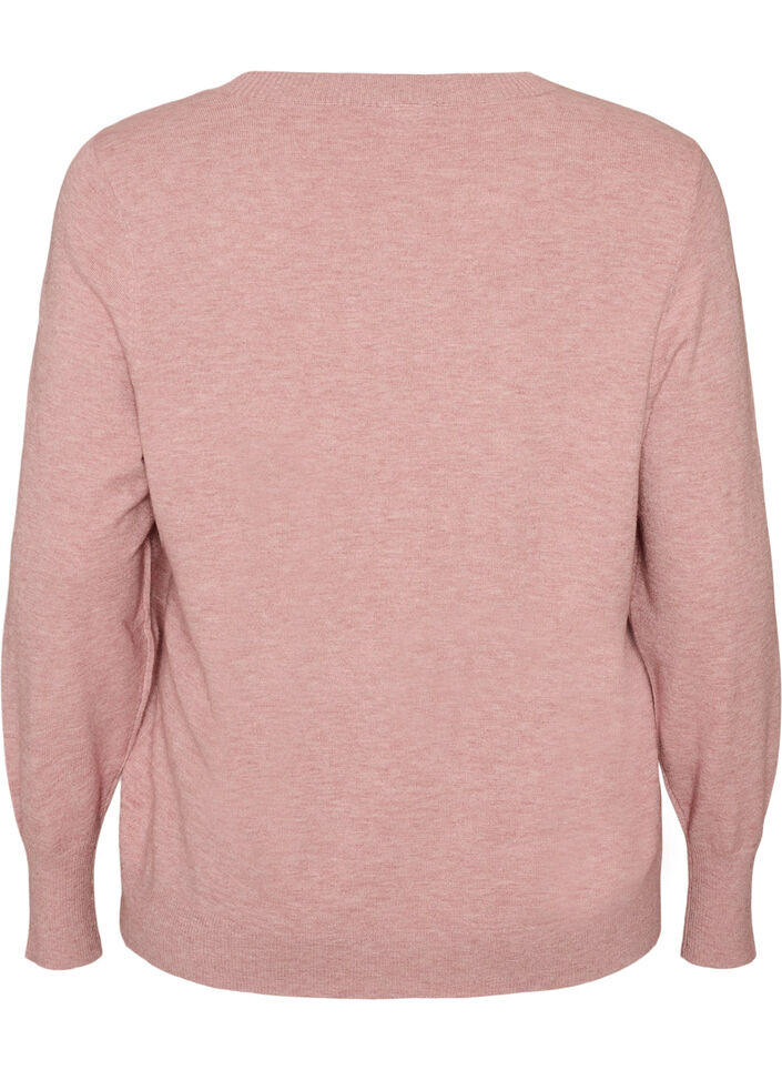 Gebreide blouse met ronde hals, Roze, Packshot image number 1