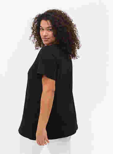 Katoenen t-shirt met korte mouwen en opdruk, Black W. Love , Model image number 1