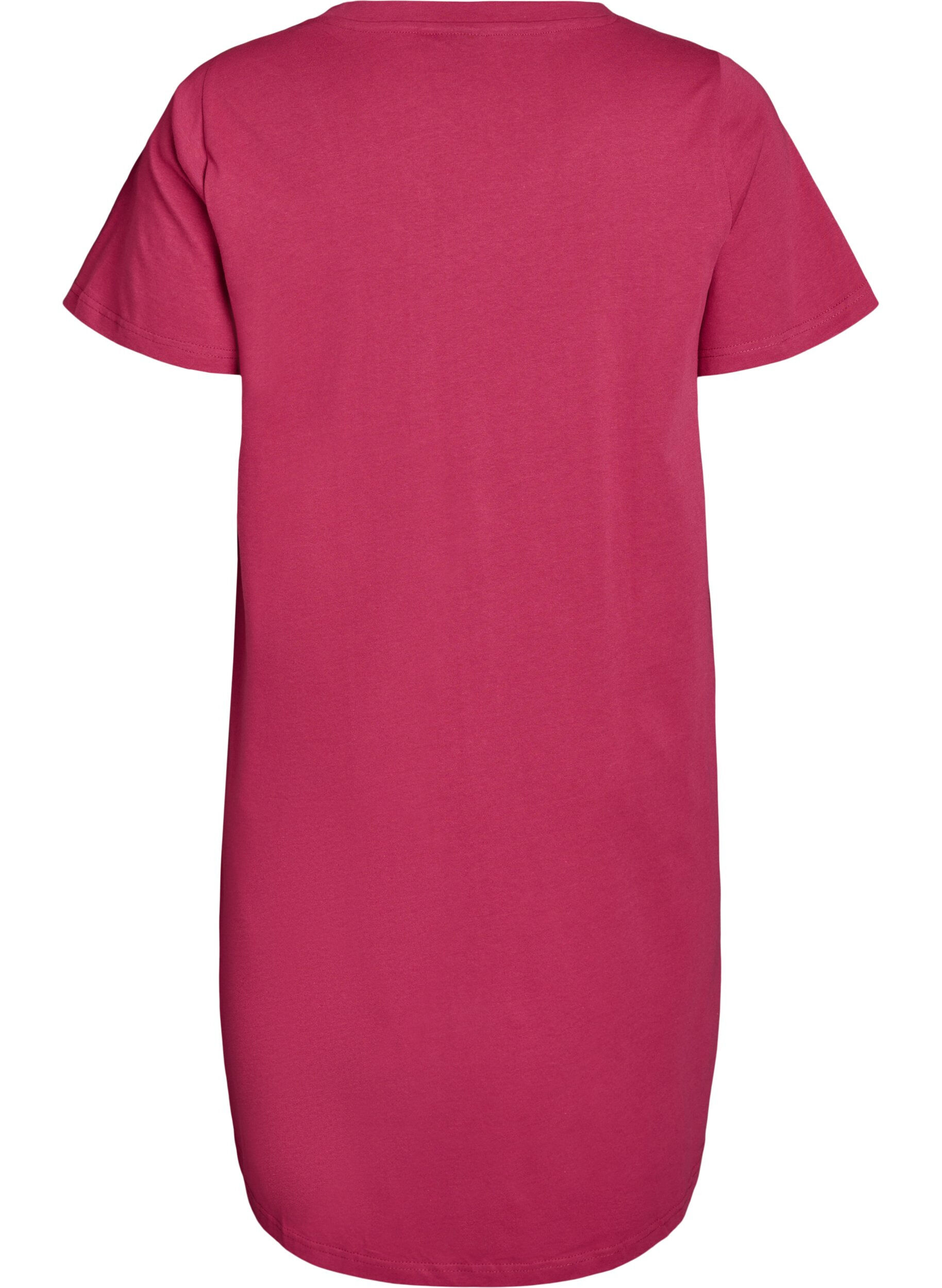 Zizzi Organische katoenen nachtjapon met V-hals, Rood, Packshot image number 1