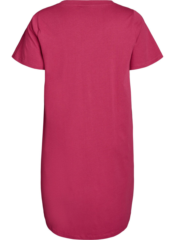 Organische katoenen nachtjapon met V-hals, Rood, Packshot image number 1