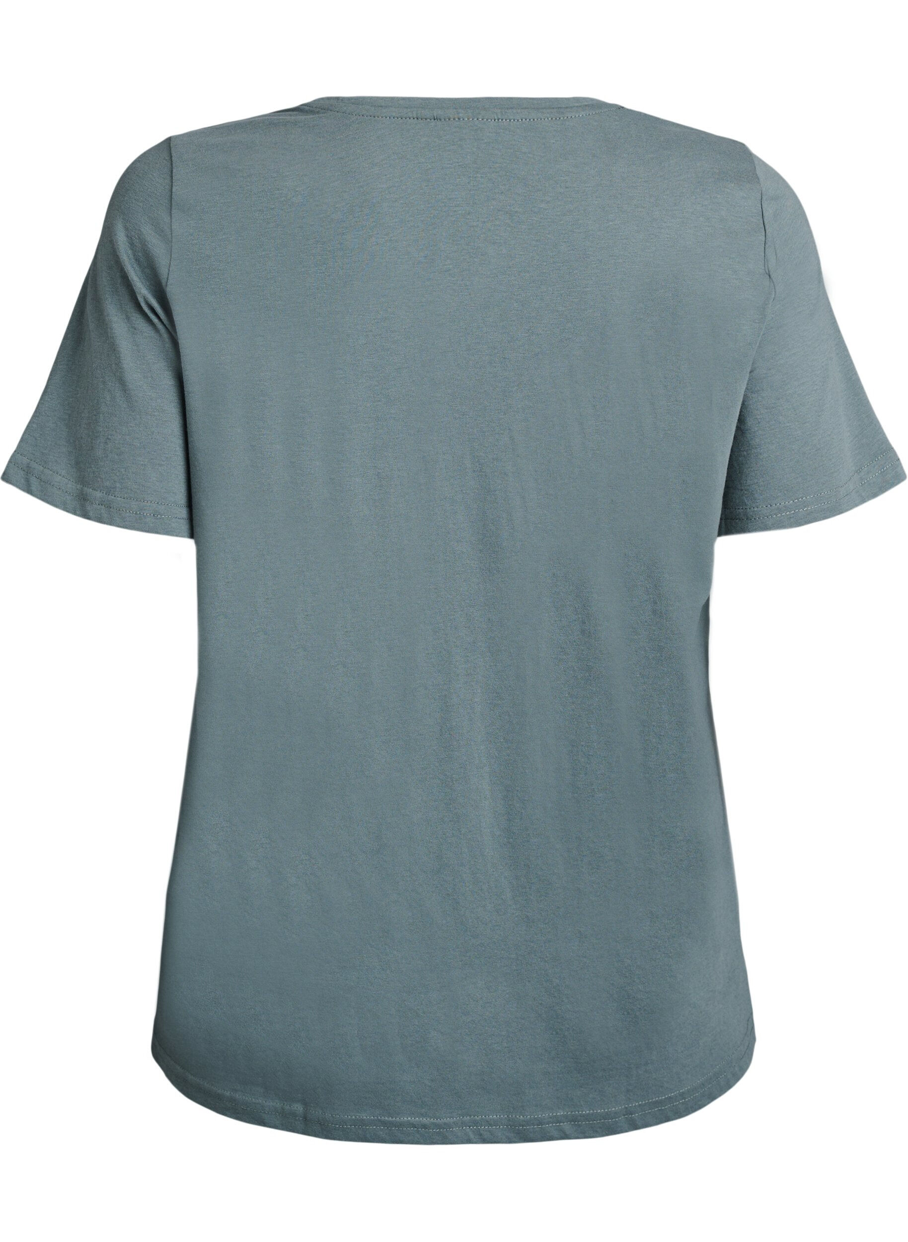 Zizzi T-shirt met print, Groen, Packshot image number 1