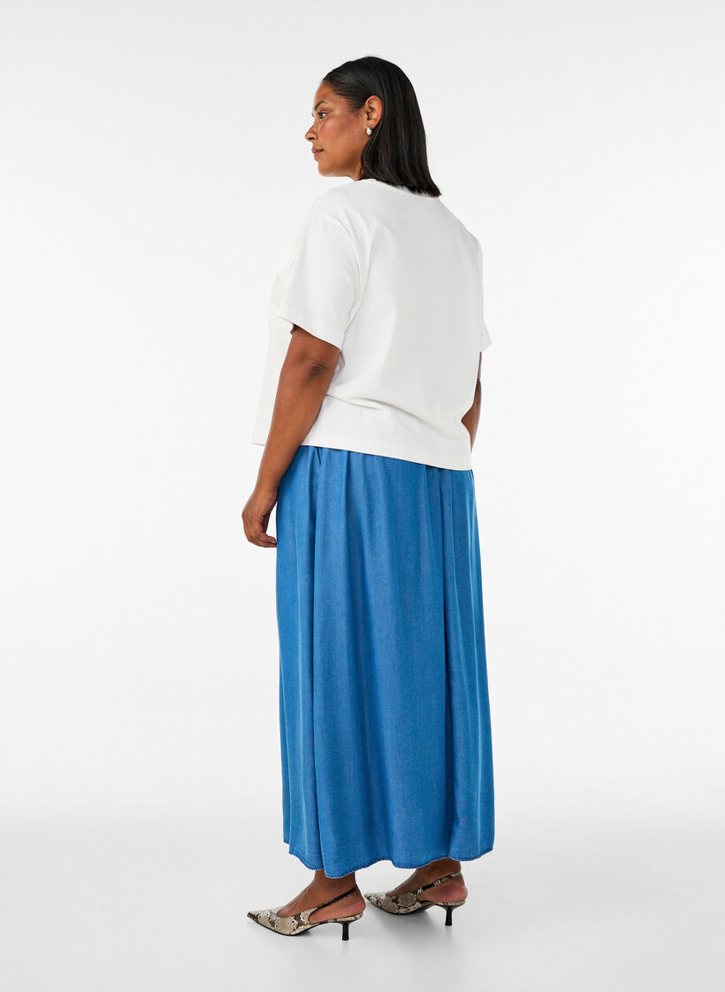 Maxirok met een denimlook in TENCEL&trade; Lyocell, Blauw, Model image number 1