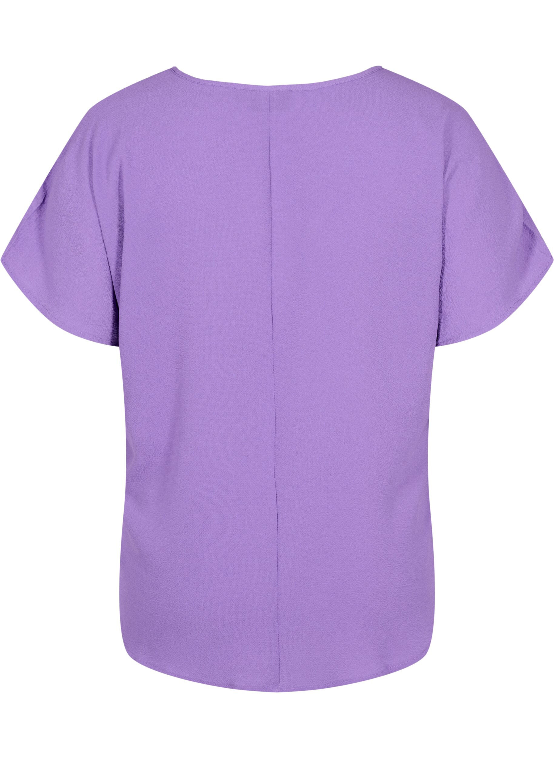 Zizzi Blouse met korte mouwen en een ronde halslijn, Paars, Packshot image number 1