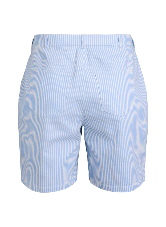 Gestreepte bermudashorts met hoge taille, Blauw, Packshot image number 1