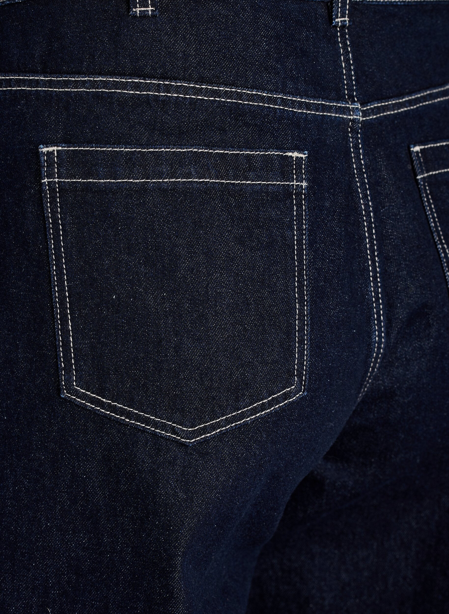 ZizziWide fit jeans met brede omslag en contraststiksels, Blauw, Packshot image number 3