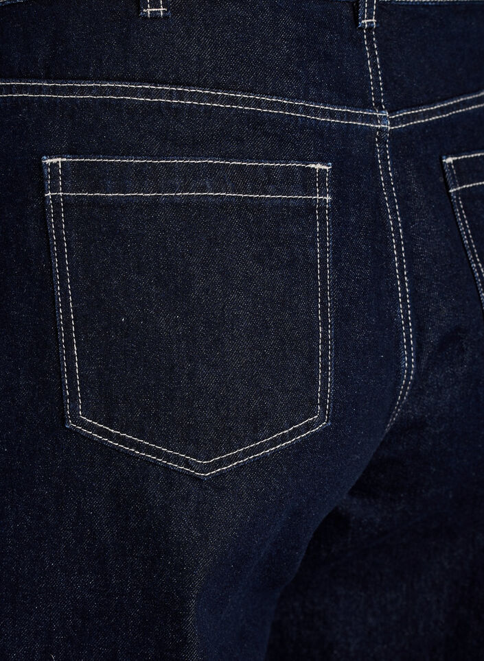Wide fit jeans met brede omslag en contraststiksels, Blauw, Packshot image number 3