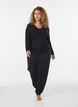 Viscose blouse met kanten afwerking en V-hals, Zwart, Model image number 1