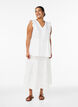 Mouwloze blouse van katoen mousseline met ruches, Wit, Model image number 1