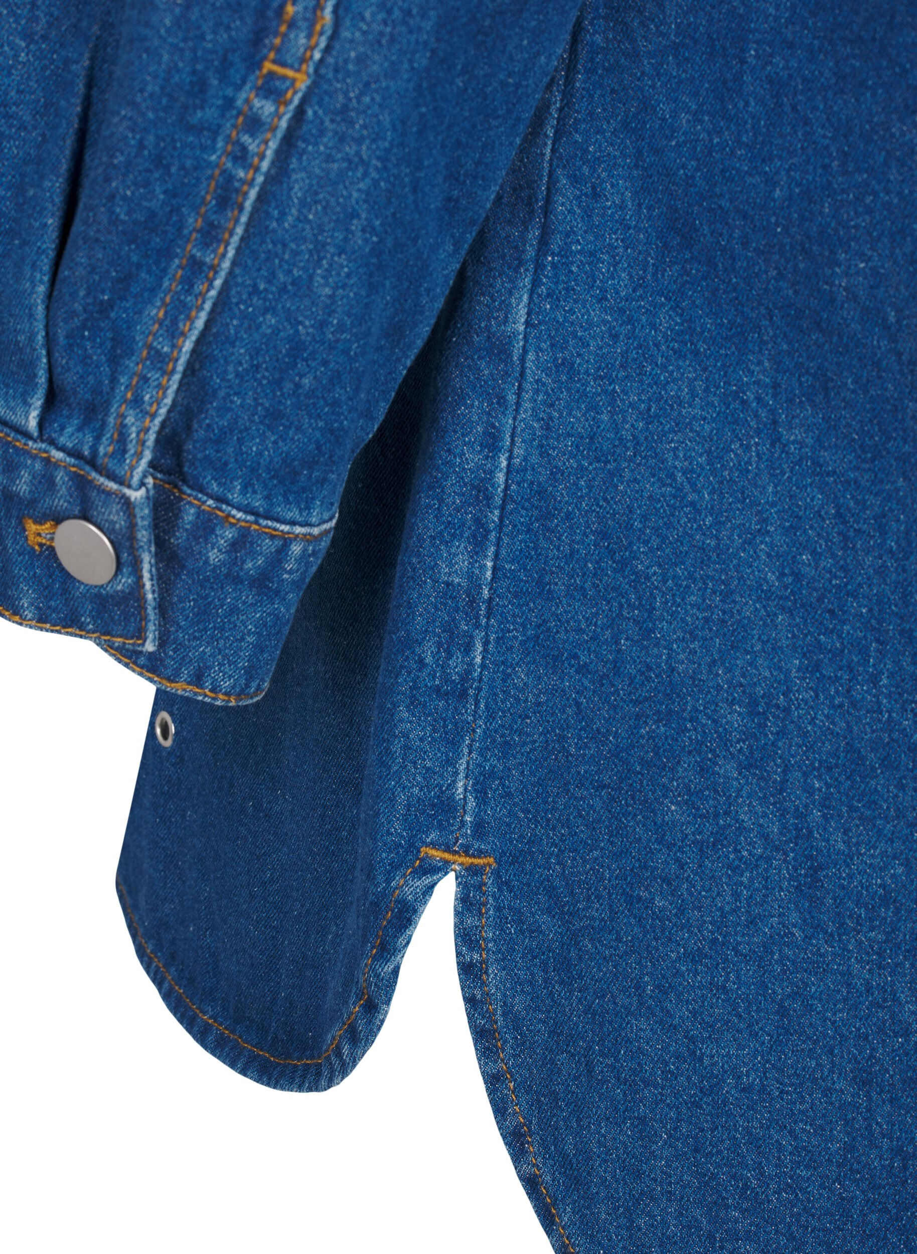 Zizzi Denim shirt met oogjes, Blauw, Packshot image number 4