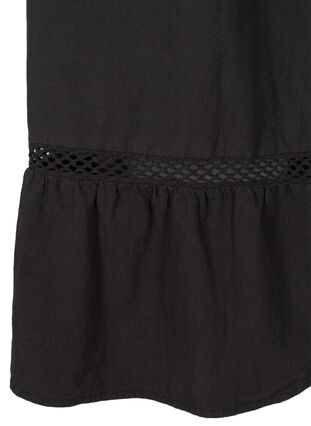 Katoenen jurk met kanten rand en korte mouwen, Black, Packshot image number 3