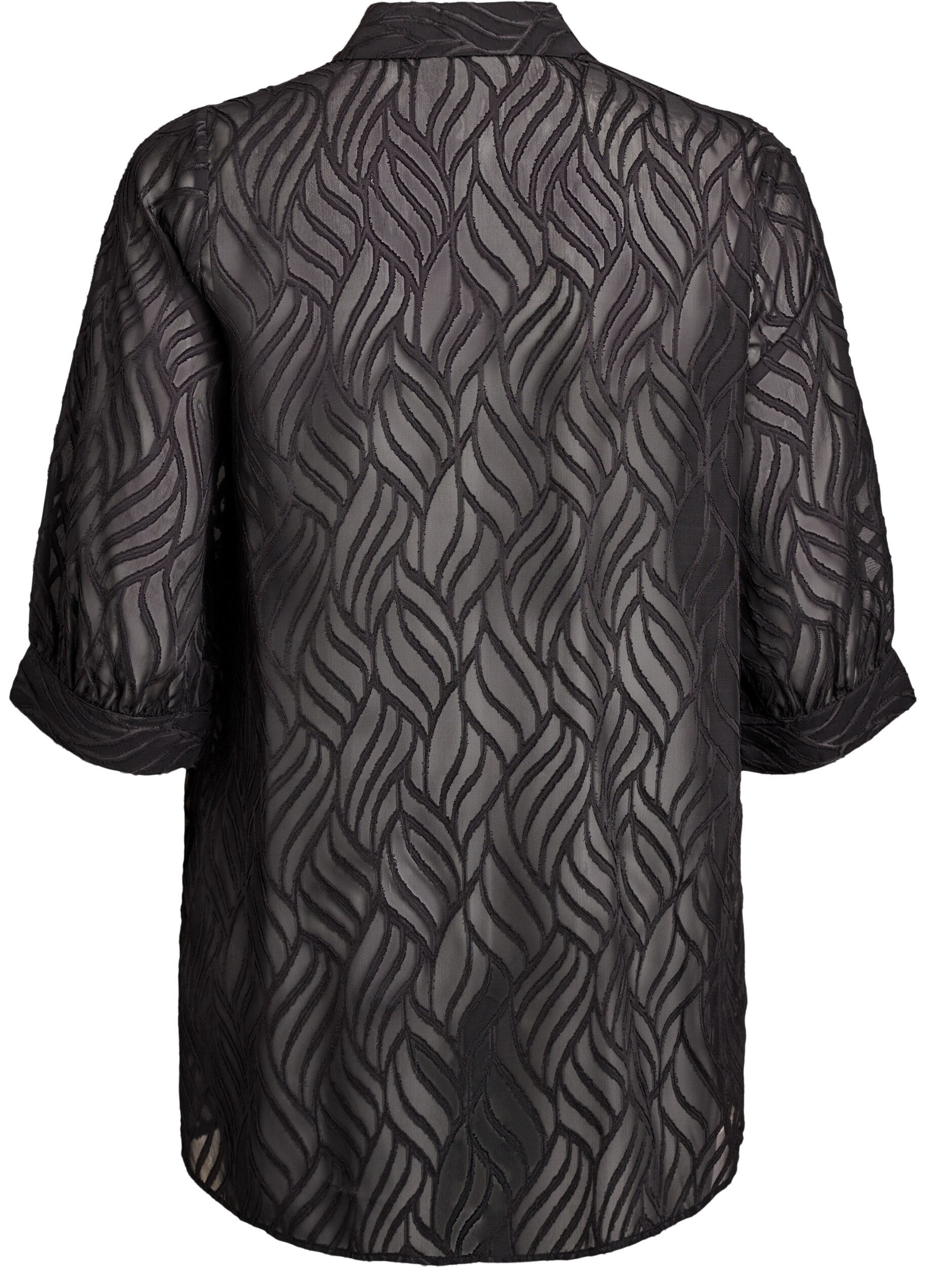Zizzi Chiffon tuniek met gestructureerd patroon, Zwart, Packshot image number 1