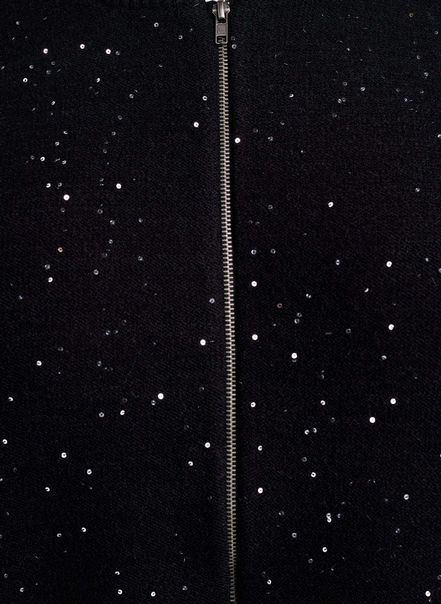 Zizzi Vest met rits en pailletten, Zwart, Packshot image number 2